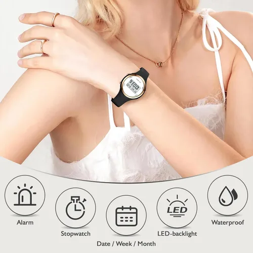 Miniatura 4 de Women LED Display Elecreonic Watch Fashion Chrono Alarm Digital Clock Woman Outdoor Sport Wirstwatch