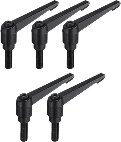 Miniatura 32 de uxcell 5 piezas de manija de palanca de sujeción ajustable M5 x 1.969 in de óxido negro métrico de acero al carbono macho roscado perillas de mano