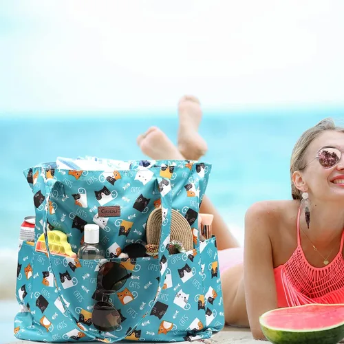 Miniatura 5 de Bolsa de playa impermeable para gimnasio, piscina, playa, viajes, 100% impermeable, grande, ligera y con cremallera superior
