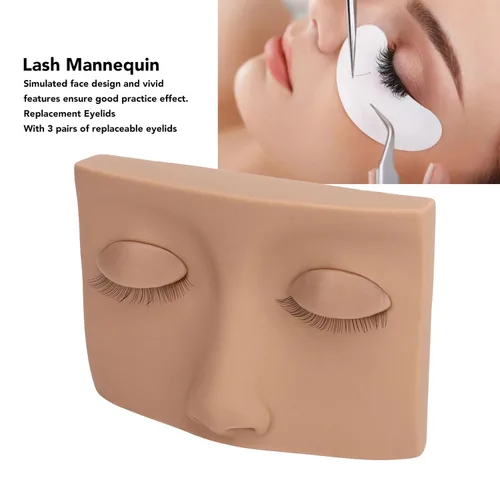 Miniatura 2 de Cabeza de maniquí de pestañas, cabeza de maniquí de pestañas de repuesto de silicona extraíble, extensión de pestañas, práctica de entrenamiento
