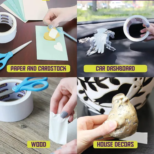 Miniatura 9 de ATack Cinta de doble cara blanca, 2 pulgadas x 10 yardas, cinta de tela de pared autoadhesiva de doble cara resistente para plantillas de madera