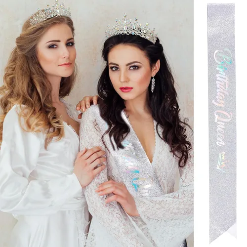 Miniatura 2 de VELSCRUN Coronas de Reina de Cumpleaños para Mujeres y Niñas, Corona de Princesa, Diadema de Cumpleaños, Fajas, Decoraciones para Fiestas, Regalo