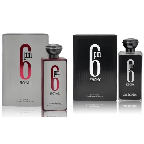 A CENTER 6PM Ebony&6PM Royal Colonia Eau de Parfum - Set de regalo para hombre, 3.4 onzas líquidas cada uno, fragancia cítrica picante y ambergris