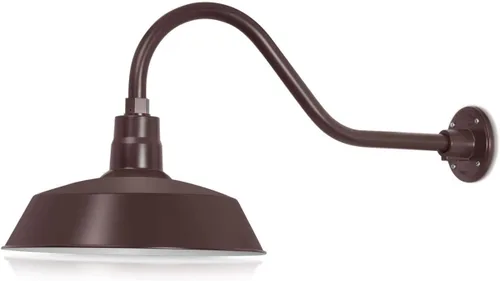 Miniatura 23 de 14 pulgadas. RLM Warehouse - Pantalla con brazo de cuello de cisne y bombilla Led A19 5000K de 9W Galvanizado (paquete de 2)