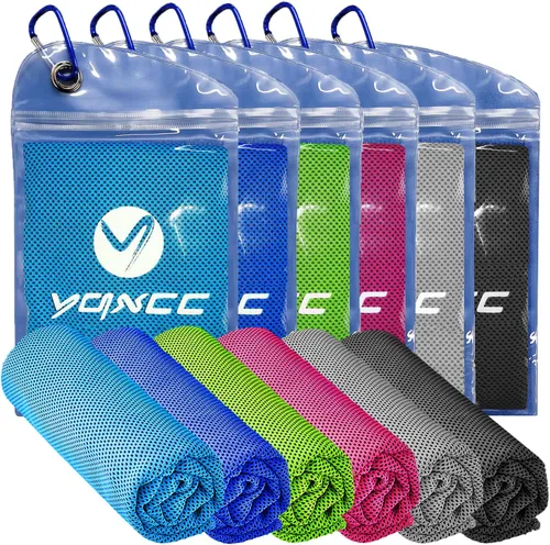 Miniatura 20 de YQXCC Toallas refrescantes Paquete de 4 unidades de 47 x 12 pulgadas Hielo fresco para cuello Microfibra suave transpirable para yoga, Gris