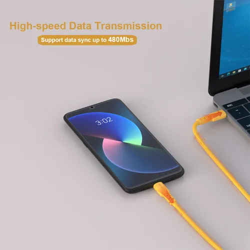 Miniatura 5 de Hichain Paquete de 2 cables de carga USB A a USB C amarillo de 4 pies, cable de carga rápida tipo C de 100 W, sincronización de datos, cable USB C