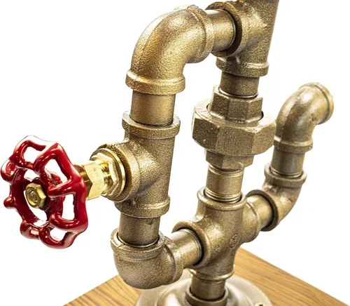 Miniatura 3 de Lámpara Steampunk con atenuador, regulable estilo loft industrial vintage estilo antiguo luz con bombilla, base de madera con tuberías de hierro