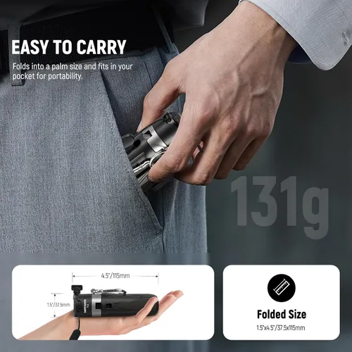 Miniatura 6 de NEEWER Palo selfie con obturador Bluetooth remoto desmontable, trípode de viaje plegable ligero para iPhone para vlogs de YouTube/TikTok