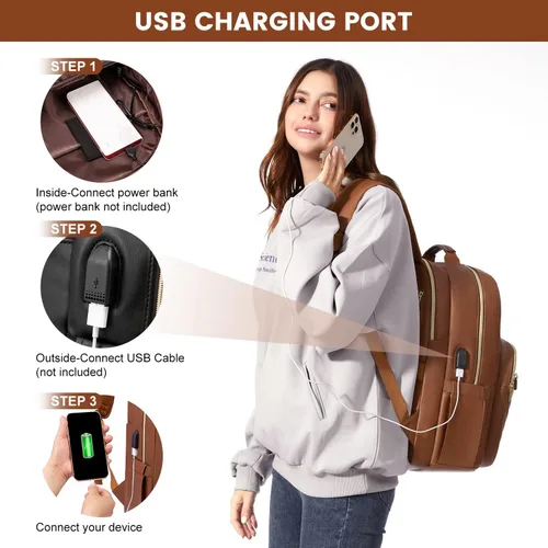 Miniatura 6 de LOVEVOOK Mochila de Viaje para Laptop Bolso para Mujeres Trabajo Negocios Bolsas de Computadora, 15,6 pulg.