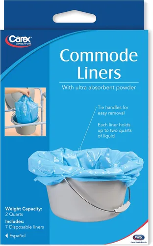 Miniatura 12 de Carex Health Brands Commode Liners: se adapta a la mayoría de los inodoros, con polvo absorbente, contiene 2 cuartos de líquido, desechables- 7