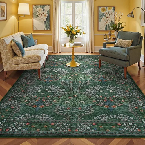 Miniatura 11 de Lahome Tapete floral lavable, suave, para entrada y cocina, 2 x 3 pies, antideslizante, bohemio, ultradelgado, fácil de limpiar, para interior, Azul