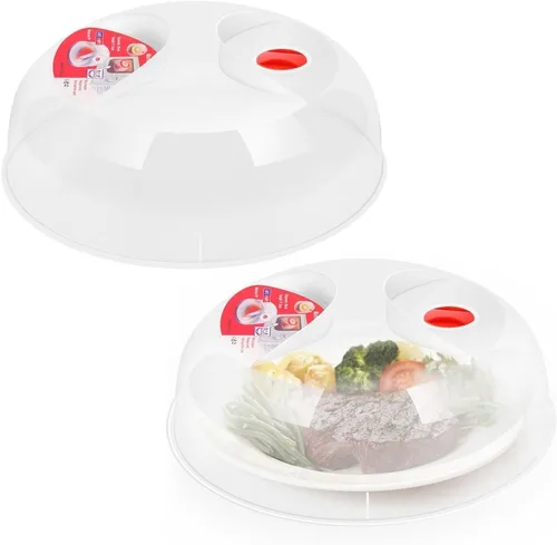 Miniatura 12 de Flexzion Funda pequeña de 10 pulgadas para salpicaduras de microondas, sin BPA, con ventilación de vapor ajustable, apta para lavavajillas