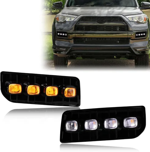 Switchback - Lámpara LED ámbar blanca para parachoques delantero, antiniebla, diurna, secuencial, función de señal de giro LED compatible con Toyota