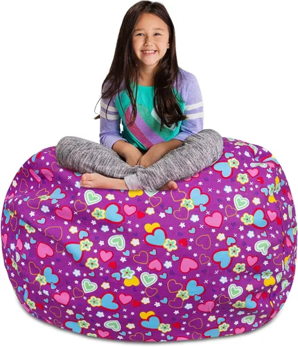 Miniatura 10 de Posh Stuffable - Sillón puff con almacenamiento para niños, contenedor de animales de peluche, organizador de juguetes de niños Lona rayas verde