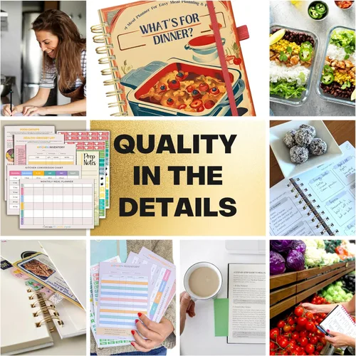 Miniatura 2 de Life & Apples Agenda de comidas con lista de comestibles – Menú semanal sin fecha y cuaderno de preparación de comidas para mujeres y hombres, Retro