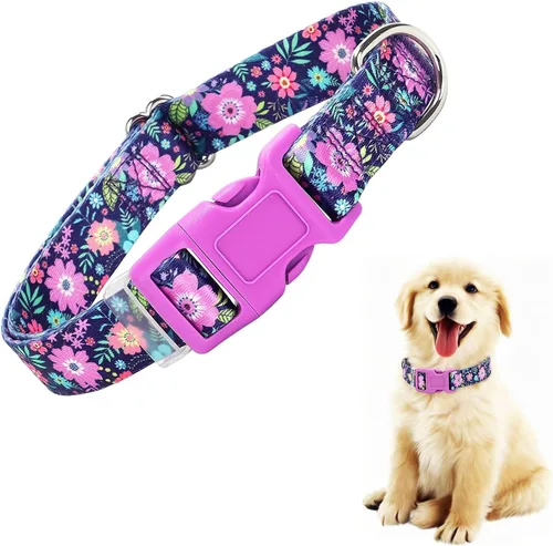 Miniatura 7 de Collares de Perro para Niñas con Patrones de Margaritas, Lindo Collar Rosa para Perras, Collares Ajustables Blandos y Duraderos para Perros XS 12