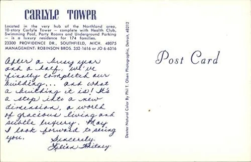 Miniatura 2 de Carlyle Tower Southfield, Michigan MI Original Vintage Postcard