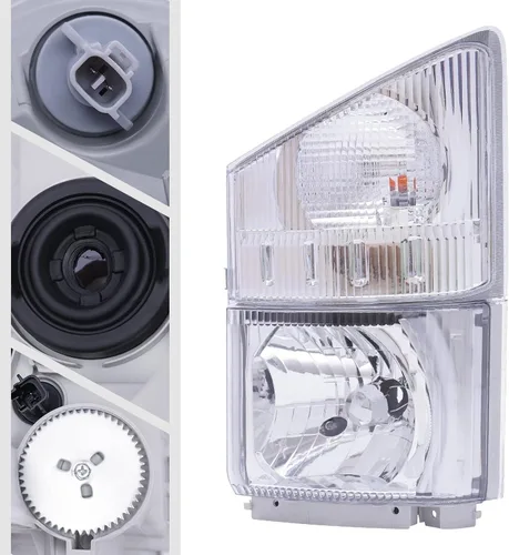 Miniatura 3 de Faro delantero y lámpara de esquina para ISUZU NPR NPR-HD NQR NRR 2008-2020 lado izquierdo del conductor, 1 lámpara de esquina y 1 faro halógeno