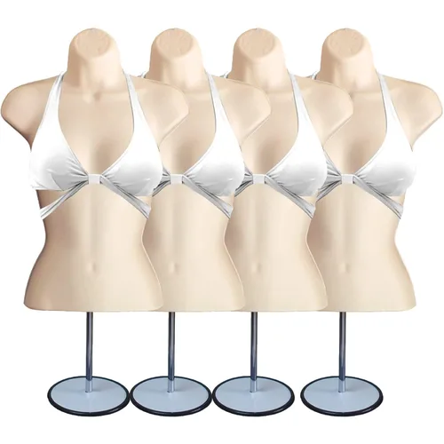 Miniatura 18 de DisplayTown - Maniquí femenino con torso y soporte de metal, parte trasera hueca, cuerpo apilable, forma para exhibir camisetas, mostrador
