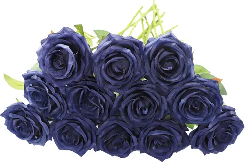 Miniatura 9 de Rosas artificiales, rosas artificiales, rosa falsa de seda, flores falsas de aspecto real con tallos para ramos de boda, mesas, centros de mesa