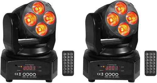 Rockville RockOn-7 - Luz de lavado de cabeza móvil RGBW de 40 W, DMX de 14/16 canales, activada por sonido, control remoto, giro de 540° /