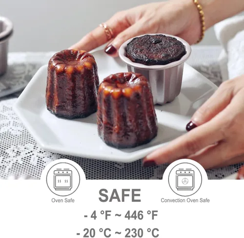Miniatura 3 de CHEFMADE Molde de Pastel Canelé, Molde de 6.6 cm Antiadherente para Magdalenas y Cupcakes para Hornear al Horno (Oro Champán)