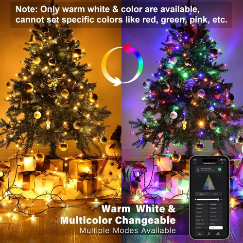 Miniatura 4 de Brizled Luces de Navidad inteligentes, 66 pies, 200 luces LED que cambian de color, aplicación y control de voz, luces de árbol de Navidad Blanco