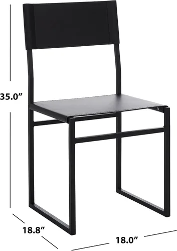 Miniatura 3 de SAFAVIEH Home Collection Layne Silla de comedor negra para sala de estar (totalmente montada)