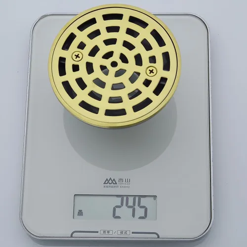 Miniatura 9 de RANDOM Drenaje de ducha redondo SUS304 de acero inoxidable dorado cepillado Drenaje de ducha de 4 pulgadas con brida de base de PVC ajustable