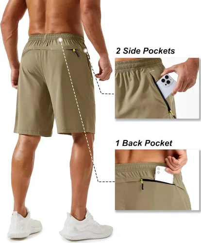 Miniatura 138 de TACVASEN Pantalones cortos deportivos para correr para hombre, 9 pulgadas, de secado rápido, pantalones cortos ligeros de verano, 3 bolsillos
