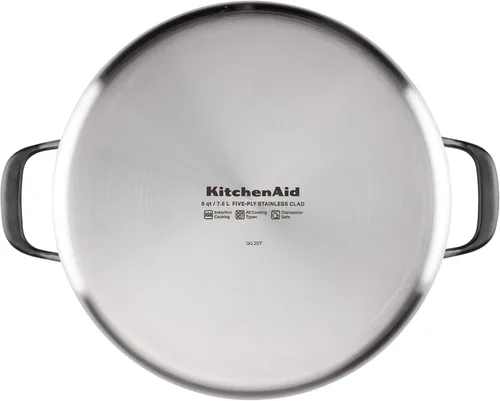 Miniatura 13 de KitchenAid Olla de acero inoxidable pulido de 5 capas con tapa, 8 cuartos de galón