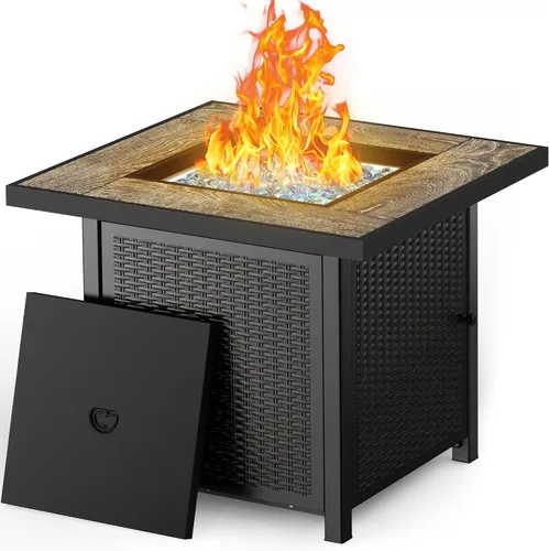 BALI OUTDOORS Hoguera de propano de 50000 BTU para exteriores, mesa de hoguera de 30 pulgadas para exteriores, chimeneas cuadradas para el patio