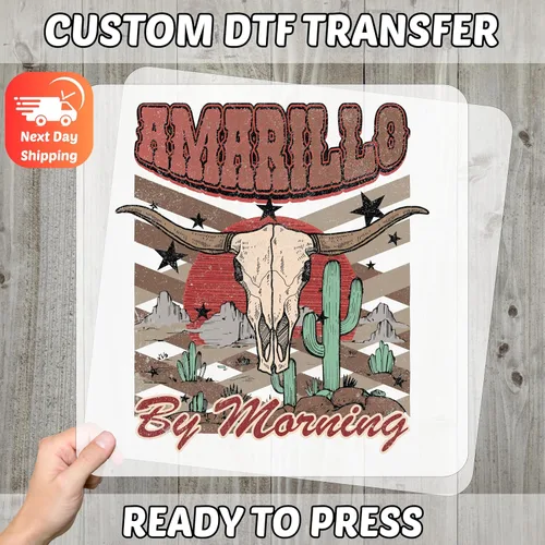 Miniatura 3 de Western DTF Iron-On Graphic – Longhorn Skull Design DIY Prensa de calor para fanáticos de la música country – Listo para imprimir Retro Cowboy