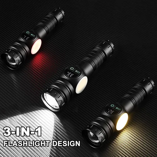 Miniatura 8 de iodoo Linterna recargable 3 en 1 de 5000 lúmenes, luz fuerte para exteriores de mazorca, haz de zoom de 5000 mAh, luz de flash LED con imán de falla