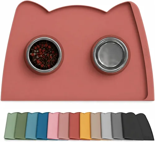 Miniatura 25 de OHMO - Tapete de silicona para comida para gatos, tapete de alimentación de mascotas para el piso, antideslizante e impermeable, bandeja para agua