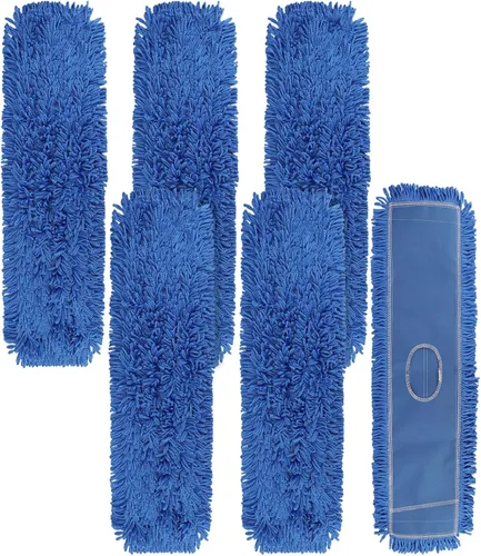 Miniatura 8 de Cabezal de trapeador de polvo de 36 pulgadas: repuesto de cabeza de trapeador comercial lavable mediano y repuesto de limpieza azul