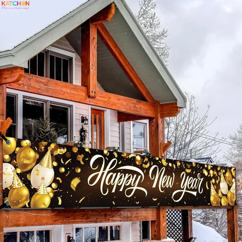 Miniatura 3 de KatchOn, XtraLarge - Cartel dorado de feliz año nuevo 2026-120 x 20 pulgadas, letrero de feliz año nuevo para decoraciones de Año Nuevo 2026