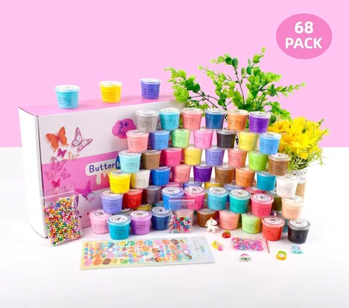 Miniatura 2 de Kit de slime de mantequilla, paquete de 68 mini regalos de fiesta para niñas y niños, suministros perfumados de limo a granel y niños, juguete