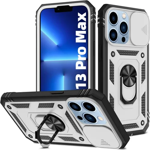 Miniatura 38 de Korecase Funda de protección para iPhone 12 Pro Max Kickstand con cubierta para lente de cámara, deslizante, grado militar, resistente, de doble Rosa