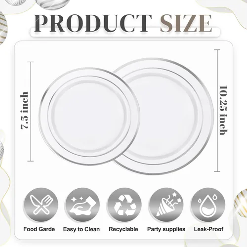 Miniatura 2 de WDF 50 platos de plástico dorado con cubiertos desechables y vasos de plástico dorados, platos de plástico cuadrados, utensilios de plástico dorado