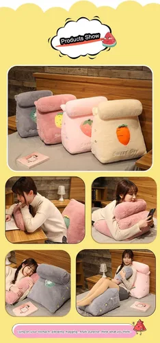 Miniatura 4 de Almohada triangular de cuña para lectura y televisión, patrón de frutas con almohada ajustable para el cuello, almohada de cuña, extraíble y Cactus
