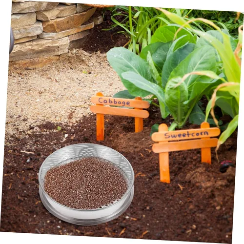 Miniatura 6 de Toddmomy Tamiz de malla fina de acero inoxidable rotativo tamiz de suelo para jardín, tamiz de suelo redondo para el hogar, cocina, tamiz multiusos