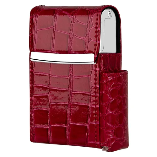 Miniatura 23 de Caja de cigarrillos deslizante de piel sintética con soporte para encendedor y trabilla para cinturón para hombres y mujeres, unisex