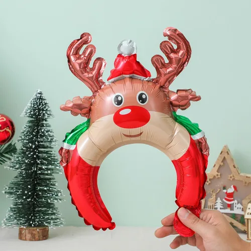 Miniatura 2 de Diadema de globo de Navidad, globo de papel de aluminio, diadema inflable de Navidad, globos inflables para decoración de fiestas temáticas