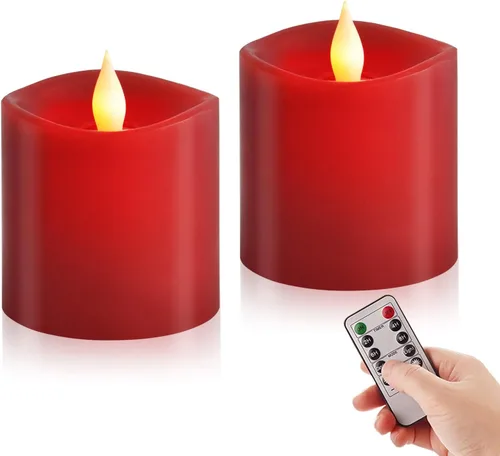 Miniatura 15 de Juego de 1 velas sin llama de 3 x 4, batería de 2 AA, 600 horas, velas parpadeantes con temporizador, velas sin llama de 4 pulgadas con control