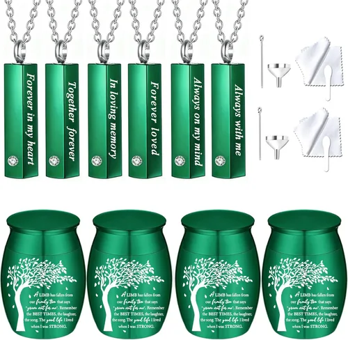 Miniatura 10 de Juego de 10 piezas de collar de urna de cremación para cenizas, urnas para compartir cenizas para humanos, adultos, mujeres, hombres, mini urnas