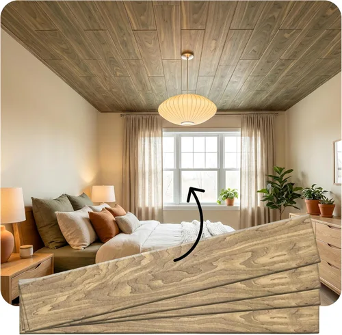 Miniatura 4 de LA Maison Ceilings WP106wg-12 - Tablones de techo de espuma para techo, 39 x 6 pulgadas, gris cálido, paquete de 12 (19.5 pies cuadrados/caja)