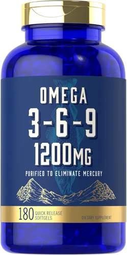 Carlyle Suplemento Omega 3 6 9 | 1,200 mg | 180 cápsulas de gel suave | Complejo triple Omega | Aceites de pescado, linaza y borraja con EPA y DHA |