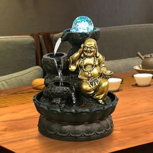 Miniatura 6 de Tabletop Water Fountain Fotai Waterfall Fountain Feng Shui Polo Office Decoration - Round Water Flow Waterfall Suitable for Office Bedroom Decoration