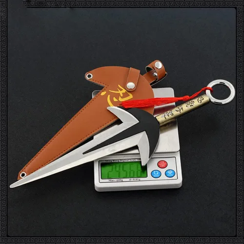 Miniatura 5 de QIDUDZ Namikaze Minato Kunai Yondaime, modelo de arma de 11.81 pulgadas, figura de acción de juguete de espada de metal ninja para regalo de niños